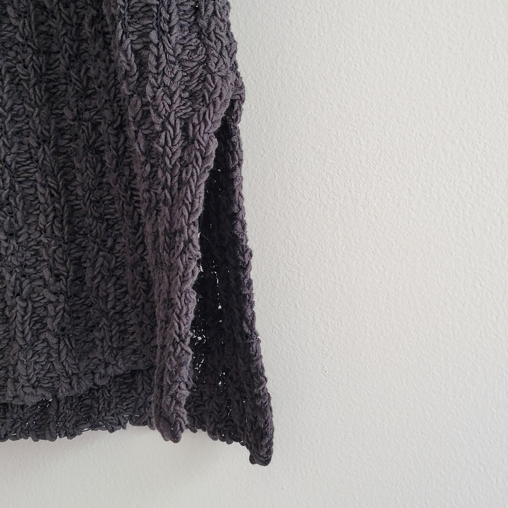 Eileen Fisher Charcoal Organic Cotton Fluff Crew Neck Vest Boucle Knit Top M - Picture 5 of 11